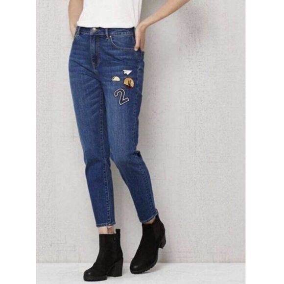 PacSun Punk Blue Los Angeles Patched High Rise Retro Fit Jeans Size 25 - Picture 10 of 11